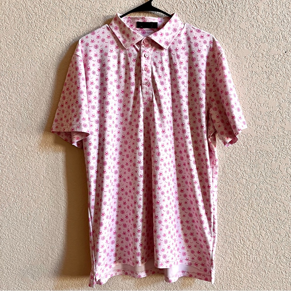 G/FORE Pink All-Over Anchor Print Polo Shirt